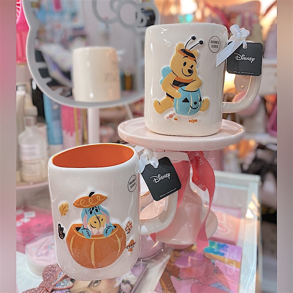 2 New Disney Halloween Winnie the Pooh and Eeyore Rae Dunn Mugs
